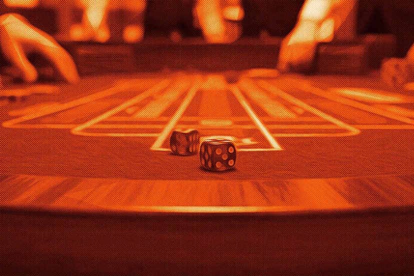 craps table with dice