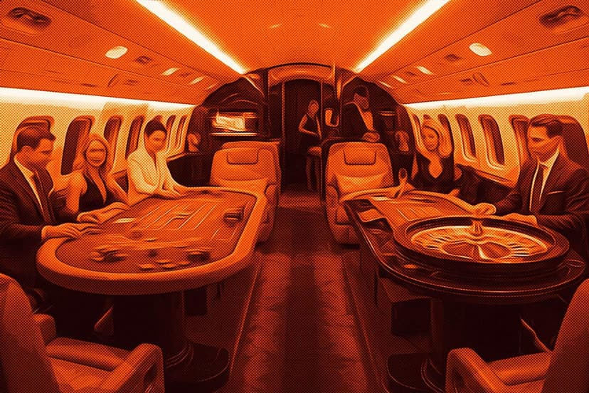 gambling tables on private jet