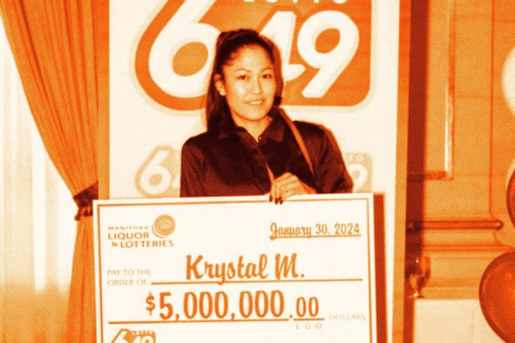 canadian woman holding $5M lottery check