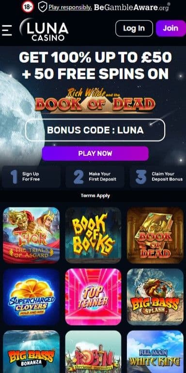 luna casino desktop preview